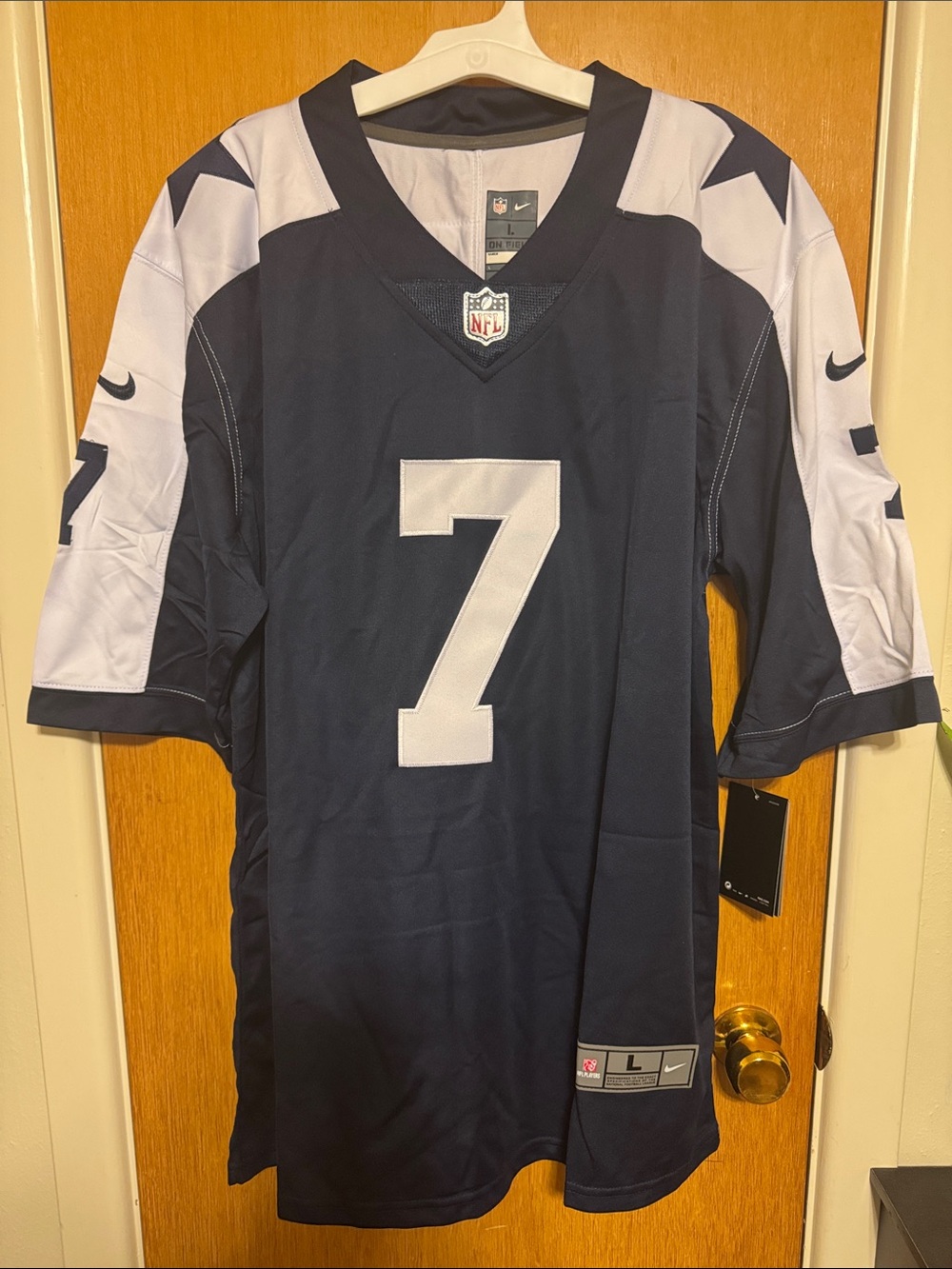Nike Men's Navy and White #7 Football Jersey
